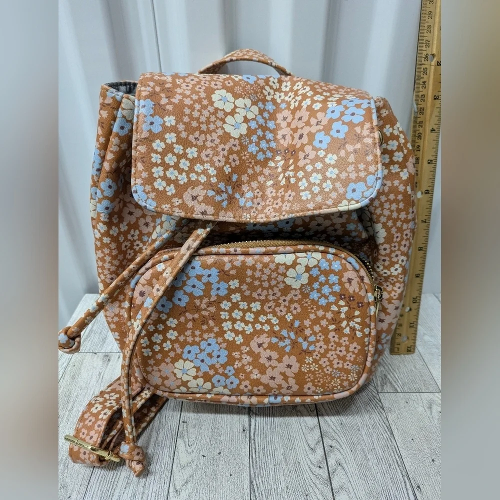 Wild Fable Floral Backpack in Brown and Blue